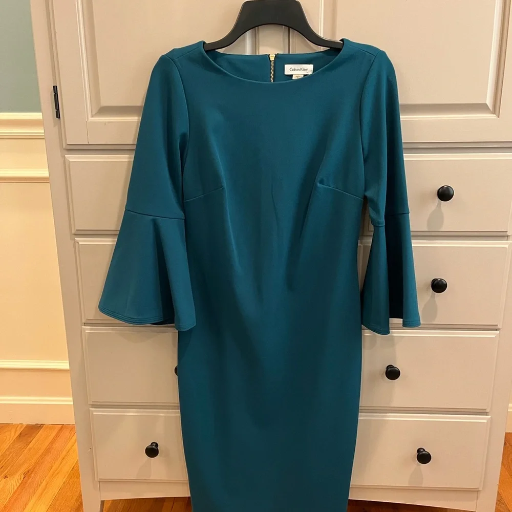 Calvin Klein Teal Long Sleeve Dress - Picture 2 of 4